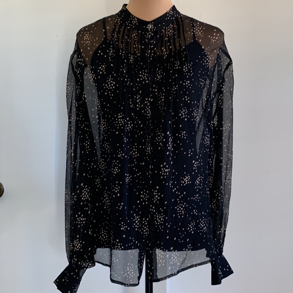 EUC - Anne Klein black w/ minimal design sheer blouse